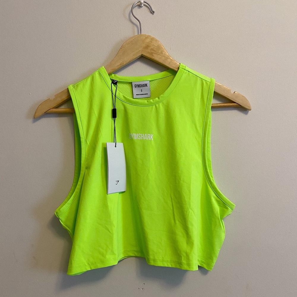 Gymshark Neon Green Muscle crop tank top.